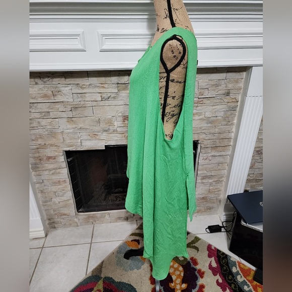 Melissa Paige Kelly Green boho Crepe asymmetrical tunic plus size 3X new - Picture 2 of 5